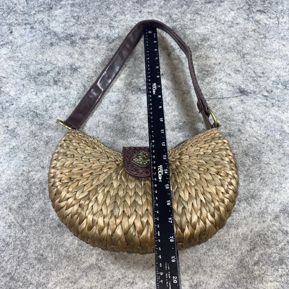 Vintage Coldwater Creek‎ Woven Purse with Braided Leather Strap and Brass Detail